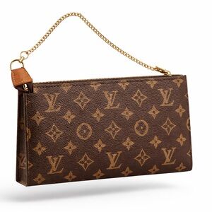 Authentic Louis Vuitton Brown Monogram Pochette Cert. Of Authenticity